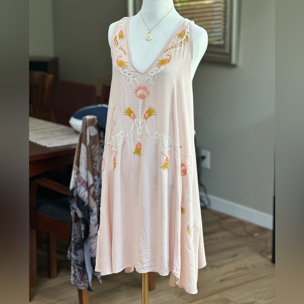 Free people “Adelaide” festival embroidered gauzy boho dress SZ S